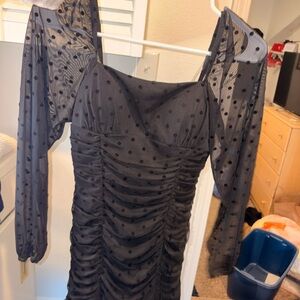 Elegant Black Polka Dot Dress